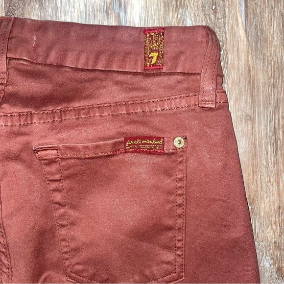 7 for all Mankind dark dusty rose coated skinny jeans Size 26 - Picture 9 of 9